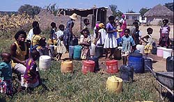 People in South Africa with a problem of water availability and transport.